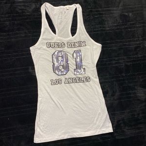 GUESS white jersey tank top
